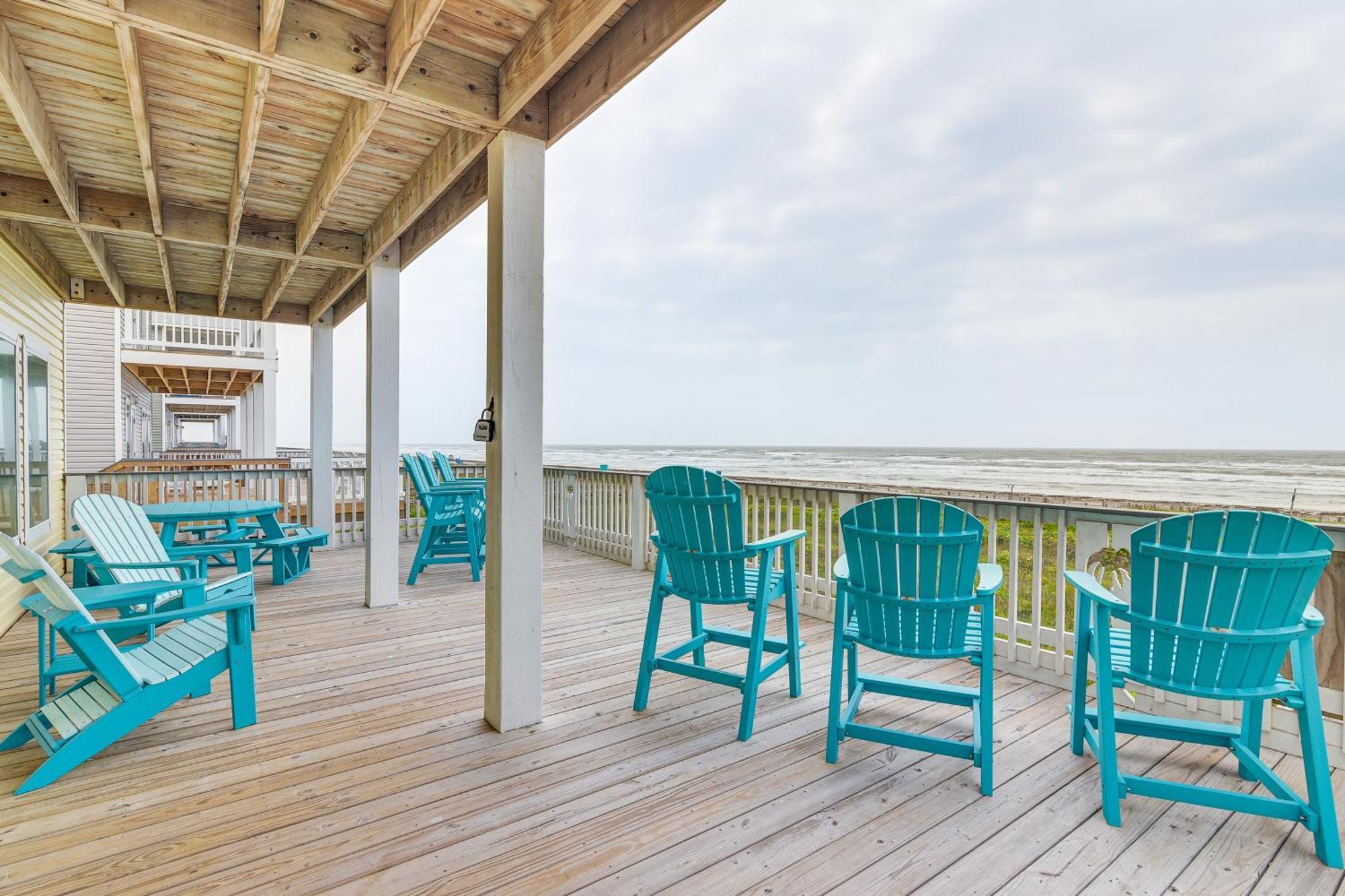 Beachfront Texas Retreat - 2 Decks, Patio And Views! Surfside Beach Exterior photo